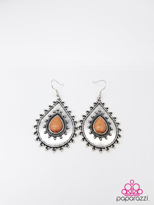 Stone Earrings - Brown