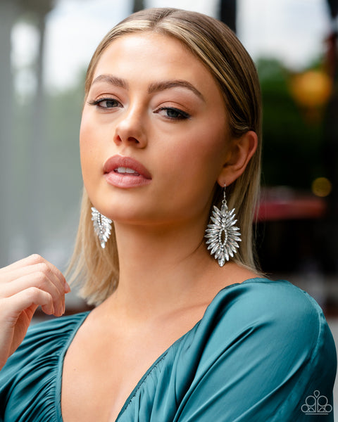 Turn Up the Luxe - White - Paparazzi Earrings